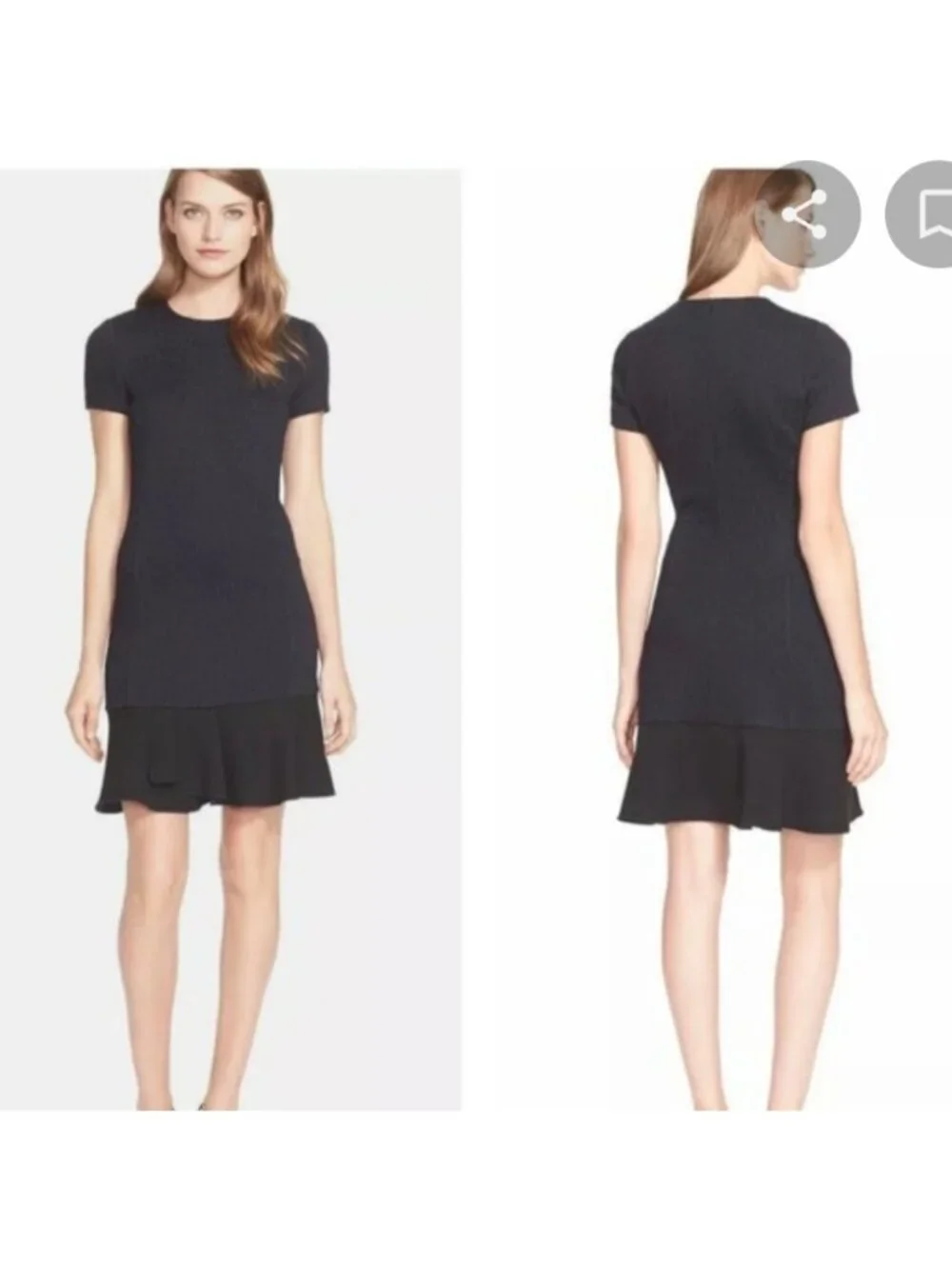 Tory Burch Jacquard Flounce Dress - Navy and Black